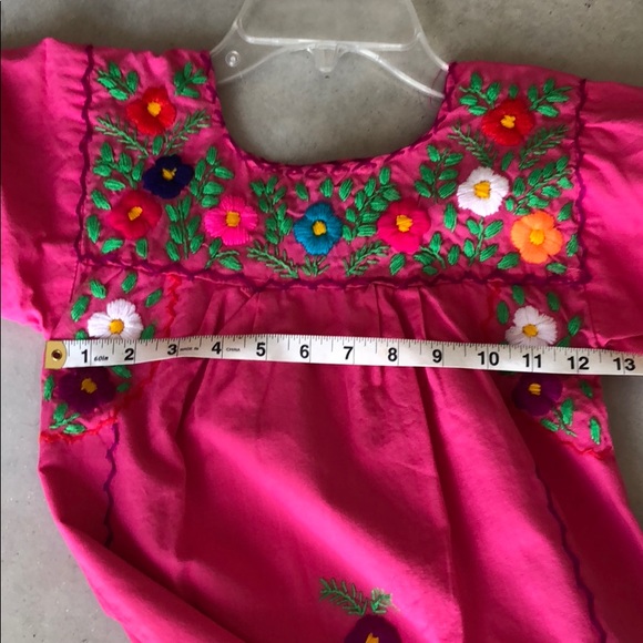 Little girls pink embroidered dress - Picture 6 of 8